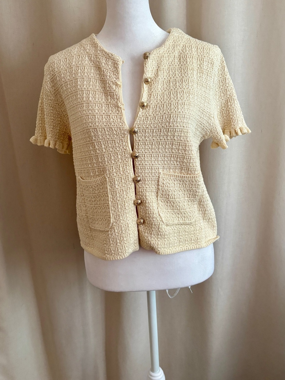 Zara Ruffle-Trim Cardigan — Size M
